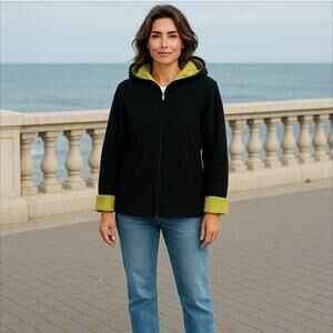 Fleet Street 100% Wool Hooded Pea Jacket Coat Size L